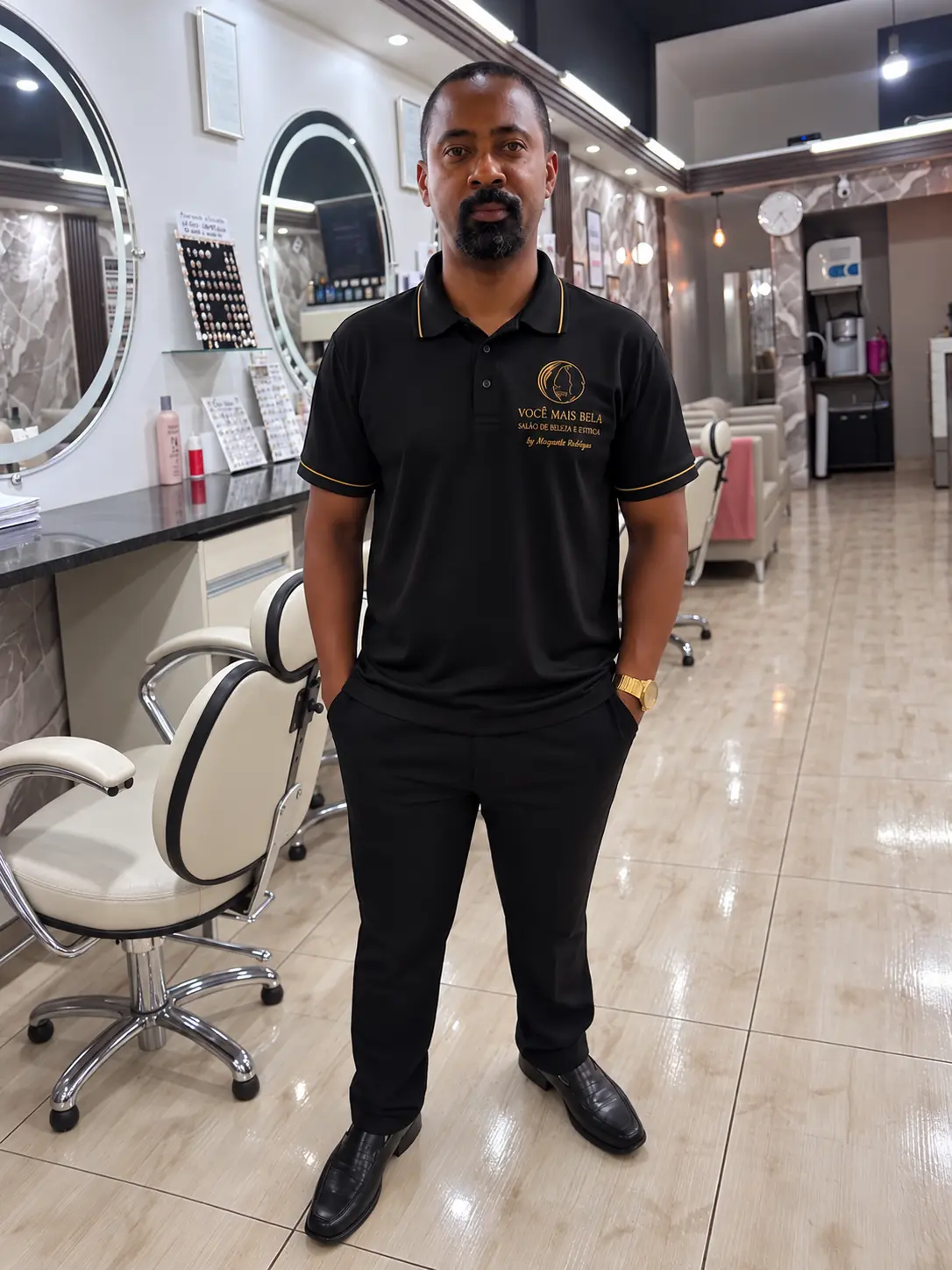 Sandro com a camisa polo oficial Você Mais Bela